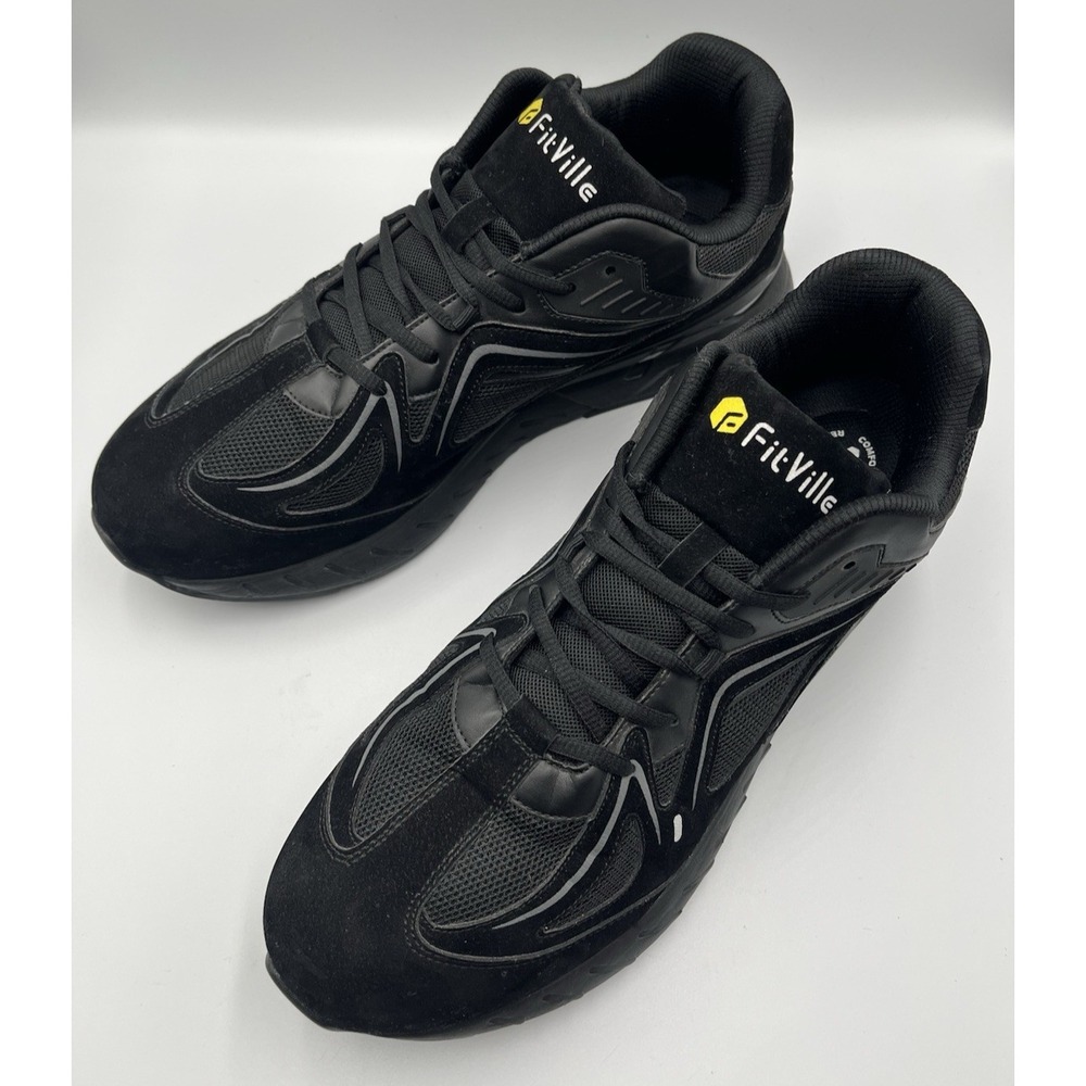 FitVille Rebound Core V1 Mens 15EEW Black Extra Wide Walking Sneakers - Picture 2 of 12